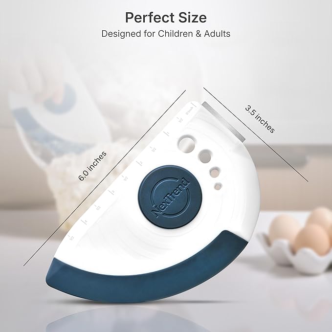 Nextrend BakerScraper ??5-in-1 Flexible Bowl Scraper, Bench Scraper and Dough Scraper with Stainless Steel Edge, Ruler & Herb Stripper ??BPA Free, Dishwasher Safe - Blue