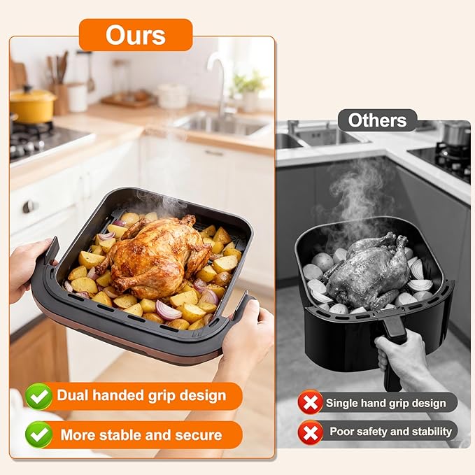 11-in-1 Air Fryer Oven with Dual Heating System, 4.5QT Nonstick Air Fryers Toaster Oven Combo Oil-Free Broil, Roast, Dehydrate, Bake, Reheat, with Window & Digital Touch Display, Fits 4 People