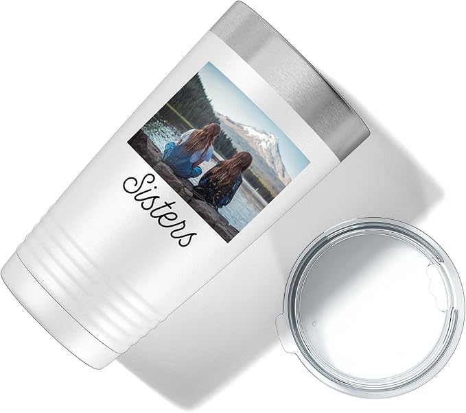 Personalized 20oz (17 Colors) Photo Picture Printed Insulated Stainless Steel Powder Coated Tumbler with Lid ??Customized Mother's Day Gift Gift for Him Men, Custom Coach Gifts Team Mom Dad (White)