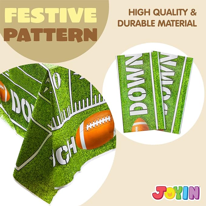 JOYIN 2 PCS Football Table Cover (54??72") for Football Party Touchdown Tablecloth, Game Day Table Covers, Tailgate Table Cover Plastic Party Supplies