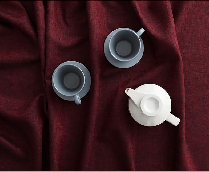 Solino Home Linen Tablecloth 60 x 132 Inch - 100% Pure Linen Red Garnet Table Cloth for Rectangle Tables - Athena, Machine Washable Tablecloth for Valentines, Winter