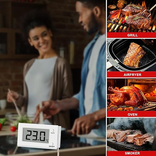 Digital Oven Thermometer with Probe Grill Meat Thermometer up to 572째F/300째C, Oven Thermometer Roasting for Barbecue Accessories for Kitchen, Roasting, Grill, Pizza