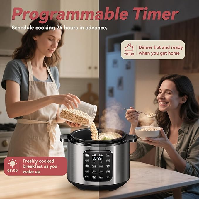 Electric Pressure Cooker 6 Qt, 9 Functions Programmable Instant Pot with IMD Touchscreen, Rice Cook, Slow Cook, Steam, Saut챕, Warm, 16+ Safety Features, 1000W Silver