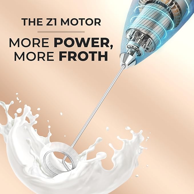 Zulay Kitchen Milk Frother Handheld Electric Whisk with AA Duracell Batteries ??Durable Drink Mixer for Coffee, Lattes, Cappuccinos & More - Deep Sea