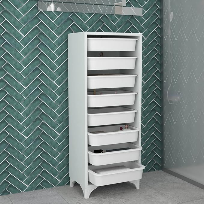 Comfyt White Dresser, Closet Organizers and Storage, Storage Cabinet Bins, Drawers, 8 Shelf Wood Bathroom Office Kitchen Garage Pantry Organizer Chest Shelf Shoe Rack