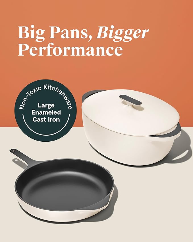 Caraway Cast Iron Skillet - 12??Enameled Cast Iron Pan With 3 Layer Enamel Coating - No Seasoning Required - Compatible With All Stovetops - Free From Forever Chemicals - Light Mist