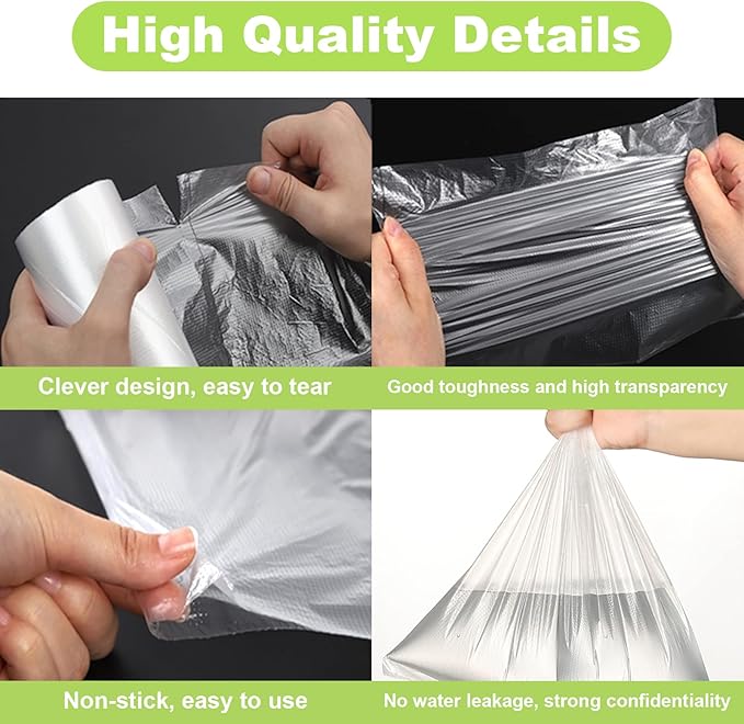 RyhamPaper Food Storage Bags, 1 Roll 16 x 20 Plastic Produce Bag on a Roll Fruits, Vegetable, Bread, Food Storage Clear Bags, 350 Bags