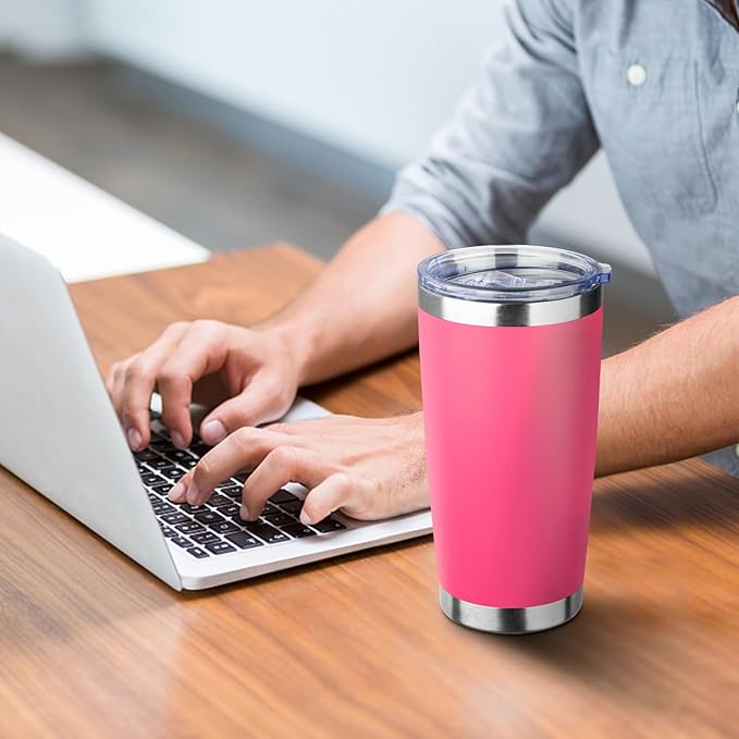 ATIKZHE 20oz Tumbler with Straw and Brush, Stainless Steel Vacuum Insulated tumbler, Double Wall Insulated Coffee Tumbler for Outdoor, Home, Travel,Office (Peach,1pcs)