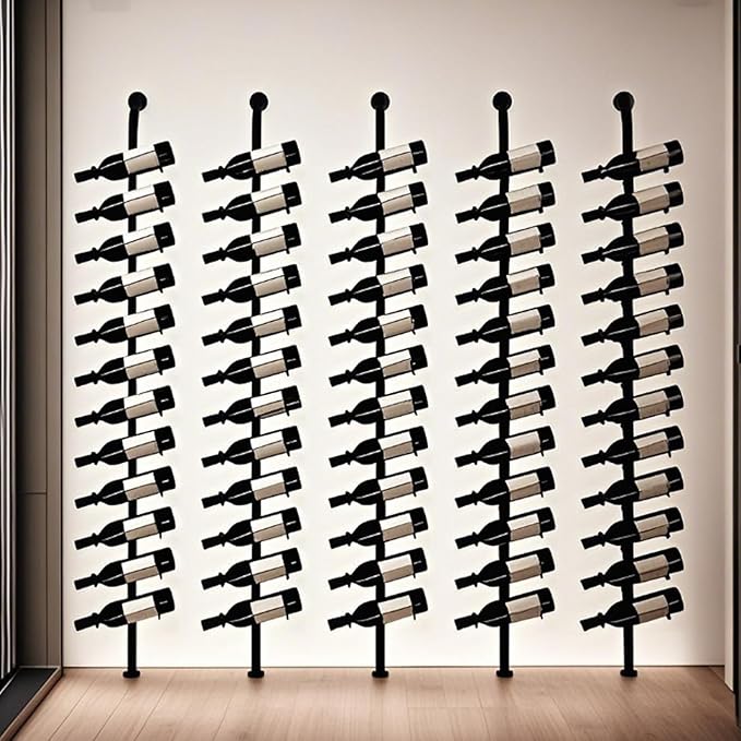 Large Wall Mount Wine Rack, H 72.8inch Wall Mounted Shelves for Bar, Holds 12 Metal Wine Storage Holder, for Commercial Restaurants Pantry Bar Wine Cellar (H, One row-12 Bottles)
