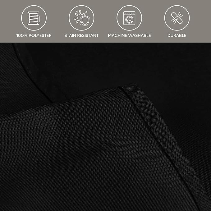 Utopia Kitchen Rectangle Table Cloth 2 Pack(60x60 Inches, Black), Tablecloth Machine Washable, Polyester Table Cover for Dining, Buffet Parties, Picnics, Events, Weddings and Restaurants