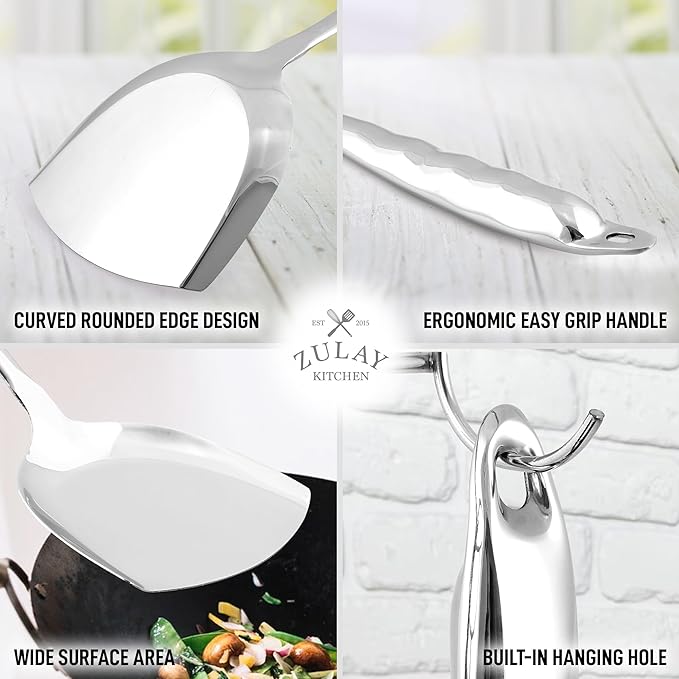 Zulay Kitchen Stainless Steel Wok Spatula - 14.8??Heat-Resistant Metal Turner for Stir-Fry, Saut챕 & Grilling - Durable, Rust-Proof & Dishwasher Safe Kitchen Utensil for Everyday Use