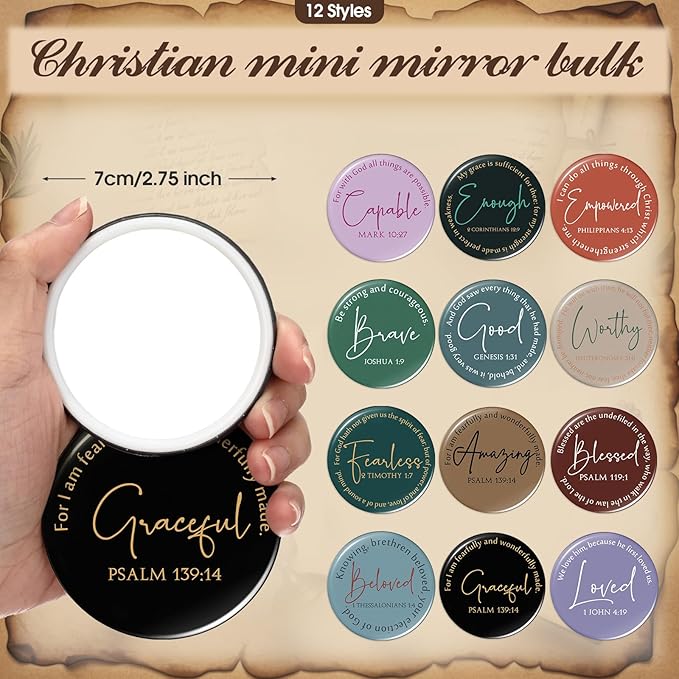36 Pcs Inspirational Christian Gift for Women Bulk 13 oz Ceramics Bible Verse Coffee Mugs Religious Makeup Bags Compact Mirrors Church Gift for Mom Wife Godmother Teacher(Colorful)