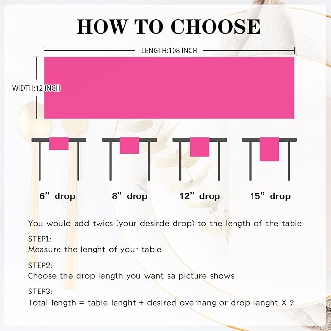 Yblut 10 Pack Satin Table Runner 12 x 108 Inch Long Fuchsia Silk Table Runner for Wedding Party Banquet Birthday Decoration