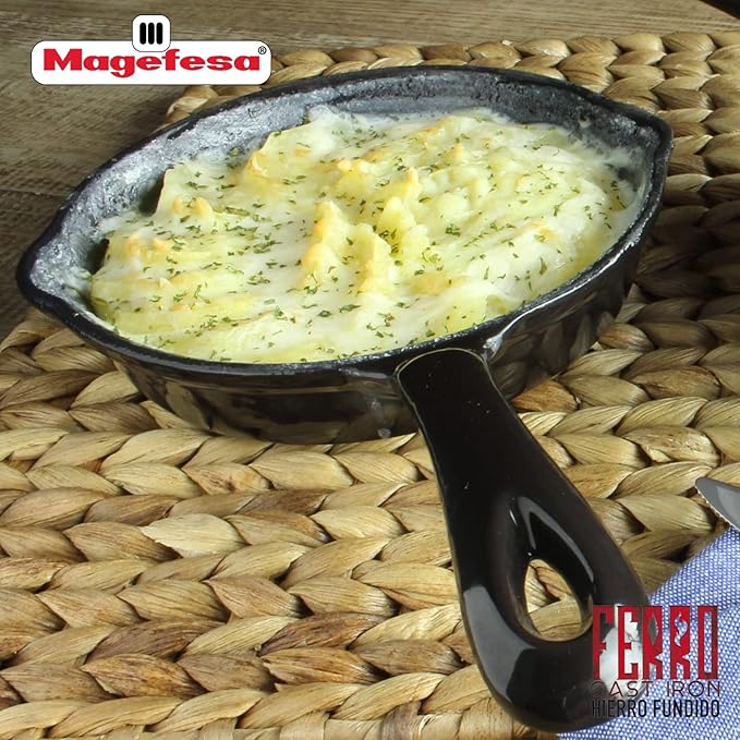 Magefesa FERRO 6.1" Enameled Cast Iron Black Skillet, Superior Heat Retention & Distribution, Compatible with All Cooktops, Induction & Oven Safe, Energy-Efficient, Durable, Easy to Clean