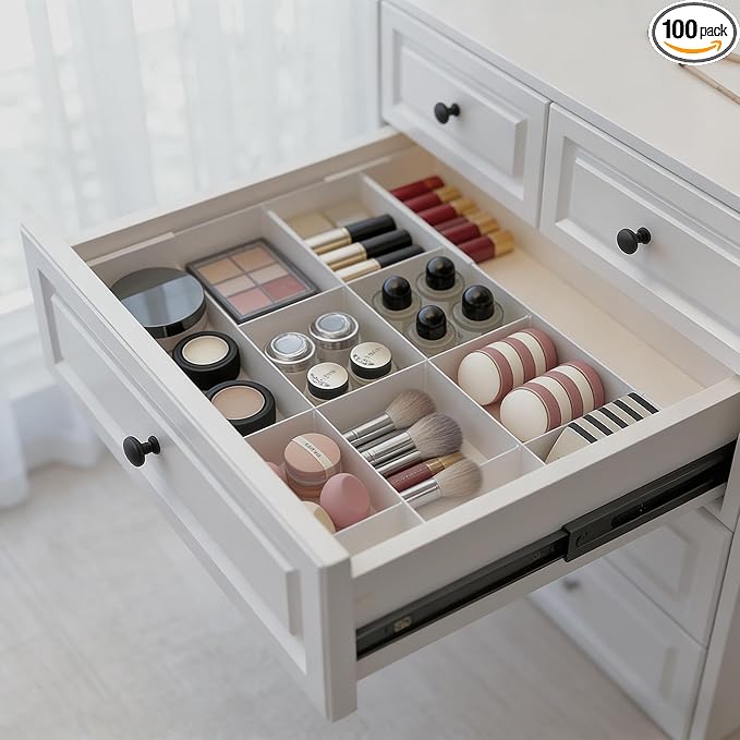 9 Compartment Expandable Drawer Organizer - Removable Drawer Divider with 10.43" Depth and 10.43" - 20.27" Length for Desk, Closet or Kitchen