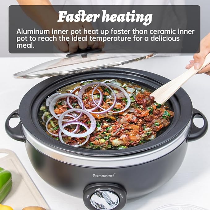 3.5 Quart Slow Cooker Black Uniform Heating,Non Stick Pot,Aluminum, Makes Your Food More Delicious.Suitable as a Gift for Wives,Parents,and Friends