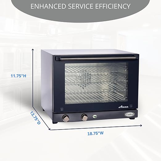 Cadco OV-023 Compact Half Size Convection Oven with Manual Controls, 208-240-Volt/2700-Watt, Stainless/Black, For Commercial Use, 120 lbs.