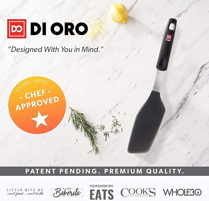 DI ORO Omelette Spatula - Silicone Egg Spatula Turner for Nonstick Cookware - Thin & Flexible BPA Free 600째F Heat-Resistant for Cooking & Baking - Omelet Flipper Dishwasher Safe