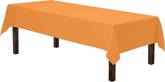 Gee Di Moda Rectangle Tablecloth - 60 x 126 Inch Orange Table Cloth for 8 Foot Rectangle Tables - Heavy Duty Washable Fabric - for Holiday Party, Dinner, Weddings, Baby Shower & Events