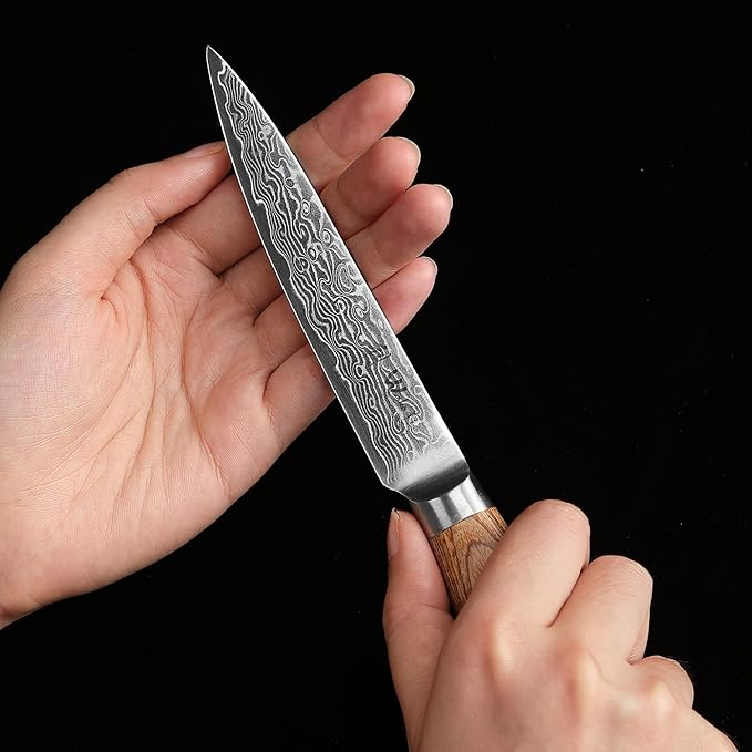 Wakoli EDIB Pro Damascus Universal Knife ??Japanese Style Kitchen Knife | 4.7-Inch Genuine Damascus Steel Blade with VG10 Core | Ergonomic Pakkawood Handle | Professional Cooking Tool