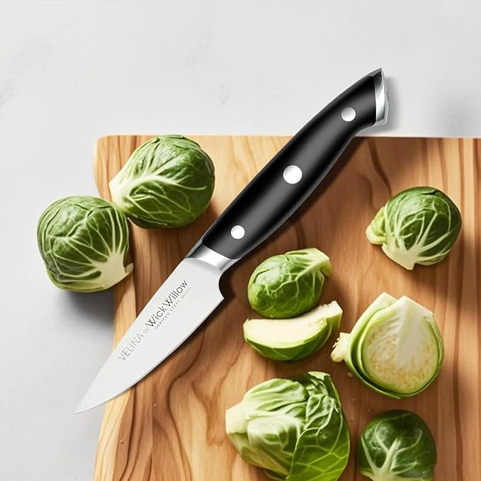 3.5" Paring Knife ??Razor Sharp German Steel DIN1.4116 ??Precision Fruit & Vegetable Knife for Peeling & Trimming ??Full Tang & Ergonomic Handle ??Gift Box ??Velina Series