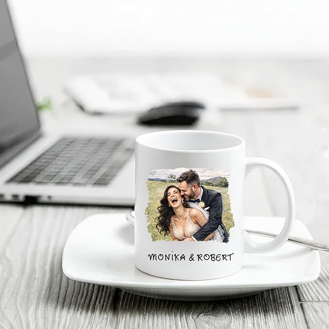 Custom Photo Coffee Mugs, Personalized Watercolor Portrait Mug From Photo, Personalized Mugs Couple With Multiple Styles Colors, Gifts Valentines Wedding Birthday Husband, Her, Him, Women