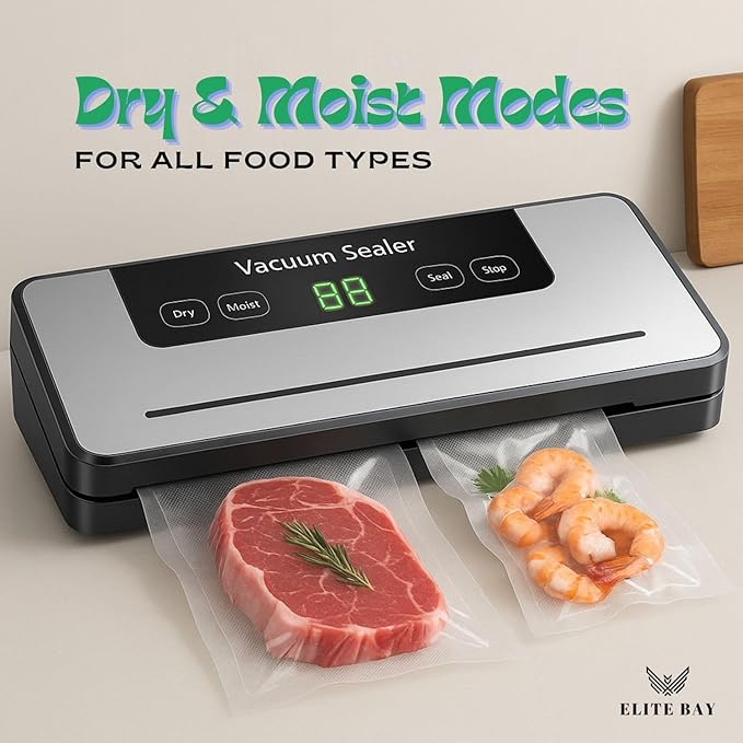 Vacuum Sealer for Food Storage ??120W Power | 30cm Sealing Width | Compact ABS Design | 110V??40V Voltage | Includes 10 BPA-Free Vacuum Bags | For Sous Vide, Meal Prep Food Preservation