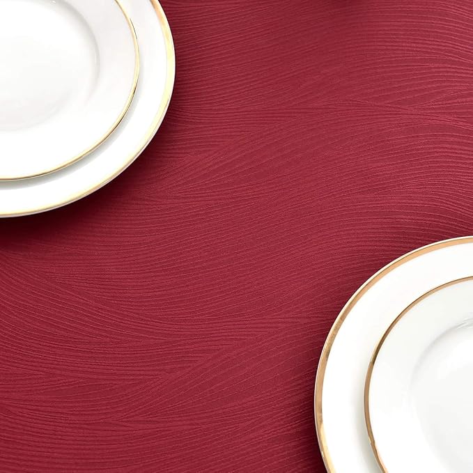 maxmill Jacquard Tablecloth Swirl Design Water Resistance Antiwrinkle Heavy Weight Soft Table Cloth for Buffet Banquet Parties Event Holiday Dinner Rectangle 60 x 84 Inch Red