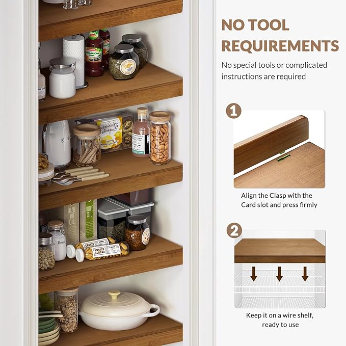Wire Shelf Covers, Bamboo Wire Rack Covers for Pantry, Closet (4pcs, 38" W x 12" D)