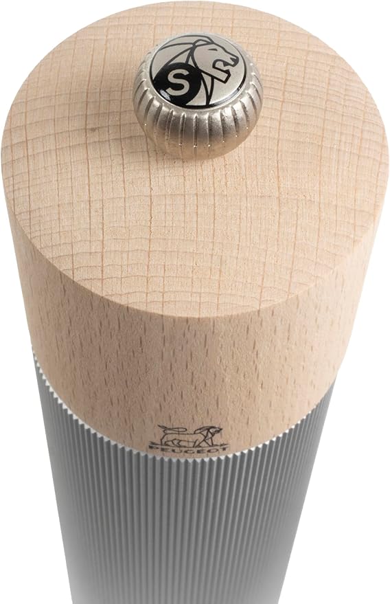 Manual Salt Mill in Aluminium and Wood, Natural, 8,66in