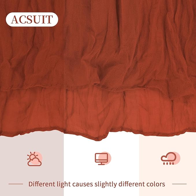 4 Pack Terracotta Cheesecloth Table Runner 20 x 120 inch Gauze Table Runners 10 FT Long,Semi Sheer Cheese Cloth Fabric Table Runner Bulk for Wedding,Party,Baby Shower,Bridal Shower Decoration