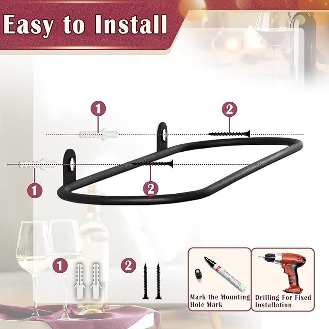 Wall Mounted Wine Rack: Metal Wall Wine Bottle Holder - for Wine Cellar Home Kitchen Bar Decor - 8Pcs