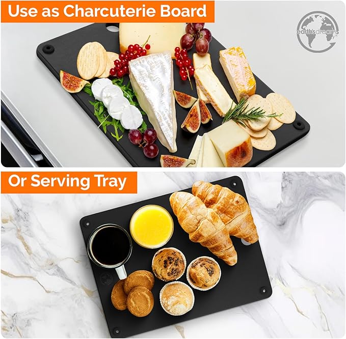 Earth?셲 Dreams Wood Cutting Board Set 3-Piece: Small, Large & Extra Large - Charcuterie Board, Non-Plastic, Non-Toxic, Heavy-Duty, Dishwasher Safe (Black)