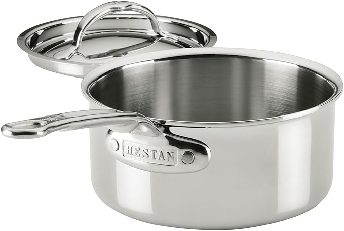 Hestan ProBond Luxe 1.5-Quart Saucepan with Lid, Professional Clad Stainless Steel, ProCore Tri-Ply Clad Construction, Polished Exterior, Induction & Oven Safe