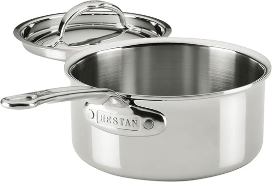 Hestan ProBond Luxe 1.5-Quart Saucepan with Lid, Professional Clad Stainless Steel, ProCore Tri-Ply Clad Construction, Polished Exterior, Induction & Oven Safe