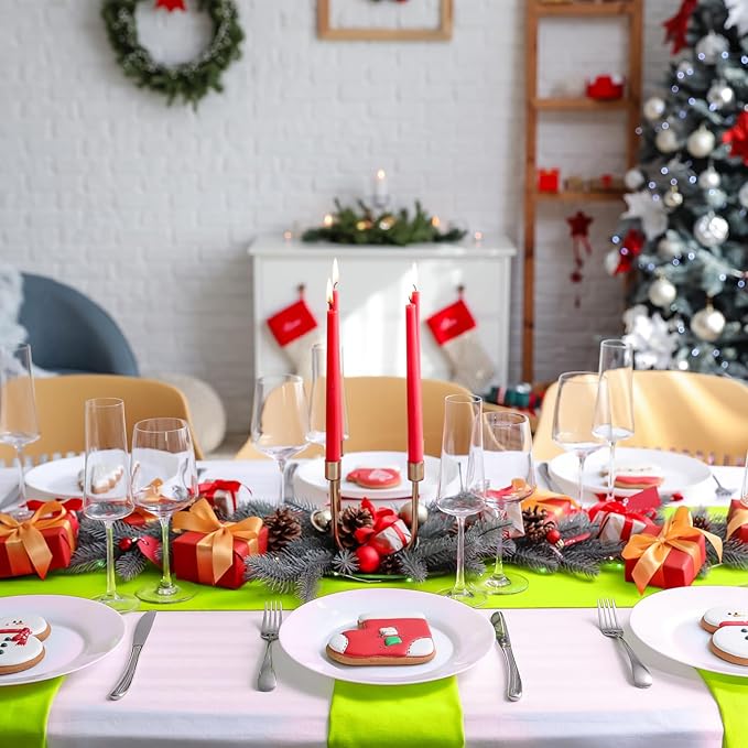 Bencailor 24 Pcs Bright Green Satin Table Runner Bulk 12 x 108 Inches Long Table Runners Bright Smooth Fabric Tablecloth for Wedding Banquet Birthday Valentines St Patrick's Day Party Decorations