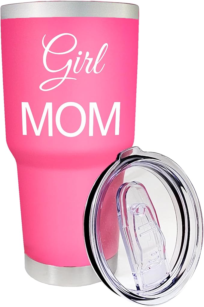 Palm City Products Premium 30 oz Girl Mom Pink Tumbler with Slider Lid - Perfect for Mothers Day Gifts, Mom Life with Girls, Motivational Gifts for Moms