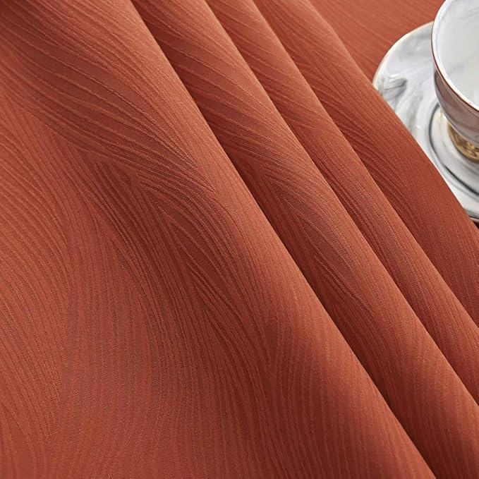 maxmill Jacquard Table Cloth Swirl Design Water Resistant Wrinkle Resistance Heavy Weight Soft Tablecloth for Fall Harvest Thanksgiving Dining Tabletop Halloween Decoration Oblong 60 x 140 Inch Rust