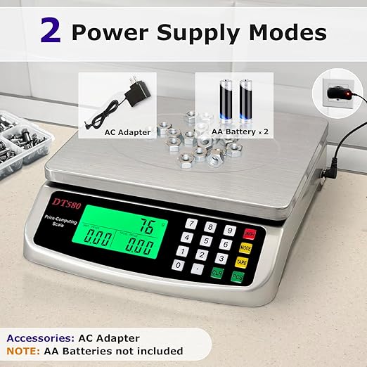 110lb/50kg Food Scale, Large Digital Kitchen Scale with Hold Mode, Tare, PCS, 0.05oz/1g Price Computing Commercial Scale 5 Units, 304 Stainless Steel for Baking, Cooking, Meat, Counting Adapter (Inc.)