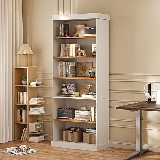 70.8" Tall Farmhouse Kitchen Pantry Cabinet, Modular Storage Cabinet with 6-Tier Adjustable Shelves, White, Wooden Hutch for Living Room, Kitchen