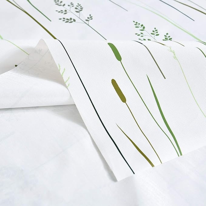 LOHASCASA Square Vinyl Oilcloth Tablecloth Water Resistant/Oil-Proof Wipeable PVC Heavy Duty Plastic Tablecloths for Kitchen Small - Grass White 54 x 54 Inch
