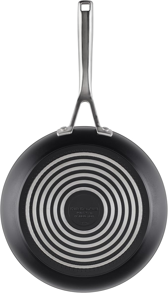 KitchenAid Hard Anodized Induction Nonstick Frying Pan Set With Tempered Lids, 4-Piece - 10 & 12 Inch ??Durable, Even Heating, Oven Safe to 500째F, Dishwasher Safe, Easy-Clean