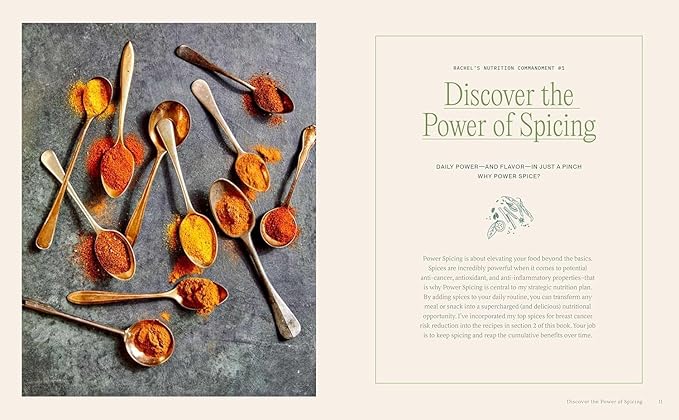 SpiceRack Cook Book Bundle: Nutrition Plan to Reduce Breast Cancer Risk & Manage Your Weight + 4 Organic Spice Blends - Rachel Beller Super Sumac, Morning Boost, Vegitude Power & Tex Mex