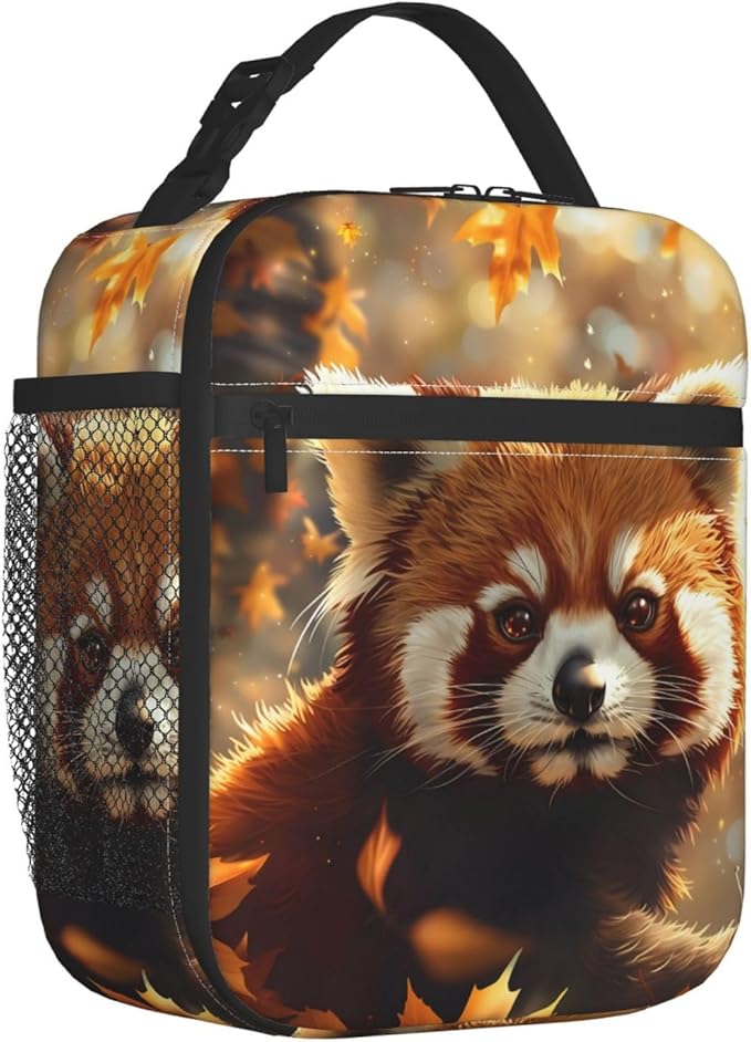 VANZEV Insulated Lunch Box for Women Men, Cute Red Panda Lunch Box Reusable Portable Lunch Bag Cooler Tote Waterproof Lunch Container for Office Picnic Work Travel Hiking