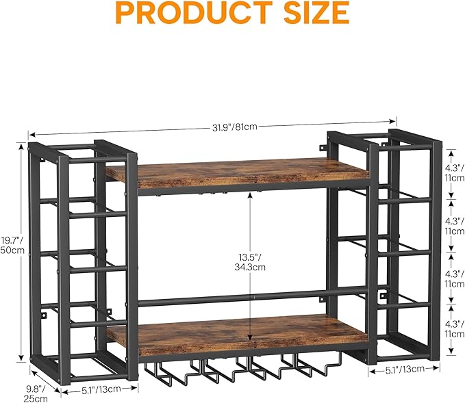 Homeiju Wall Mount Wine Rack 40 (31.9" W x 9.8" D x 19.7" H)