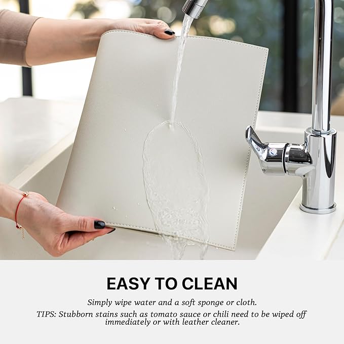 Baroyal Faux Leather Placemats Set of 8 Vinyl Washable Wipeable Table Mats for Kitchen Dining Table Heat Resistant Waterproof Modern Indoor/Outdoor Placemats Non-Slip Easy Clean Place Mats-Cream White