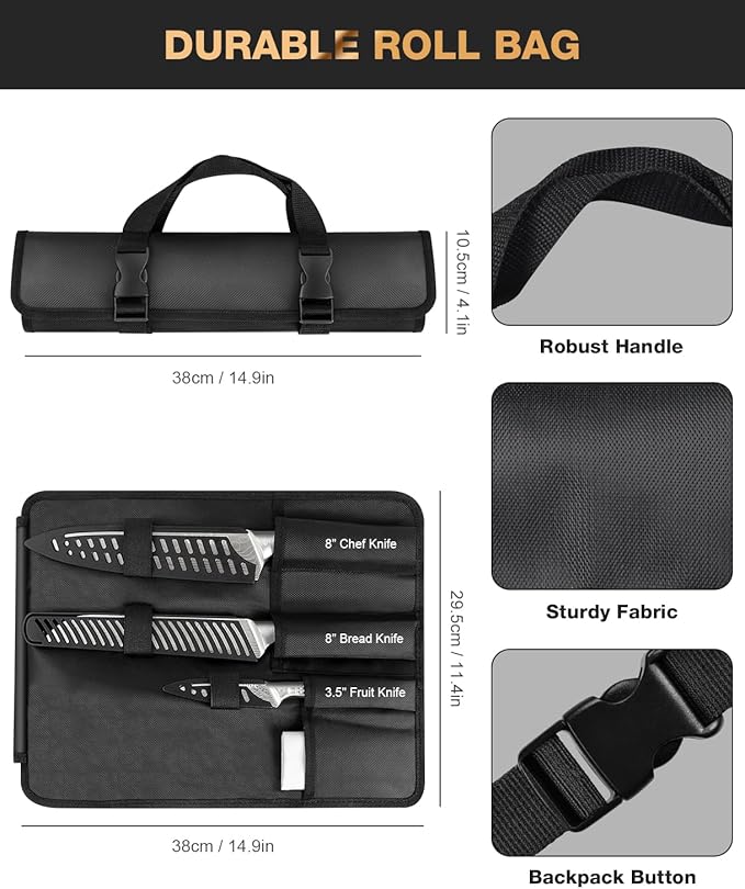 MOSFiATA 6pcs knife set竊똉apanese Stainless Steel Knife Sets for Kitchen with Oxford cloth storage bag Dishwasher Safe, For Outdoor
