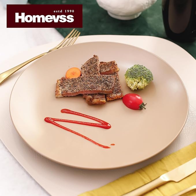 Stoneware Two-Tone Colors Life 12pc Dinner Set竊?Outside Shiny Black + Inside Matte Glaze Warm Beige