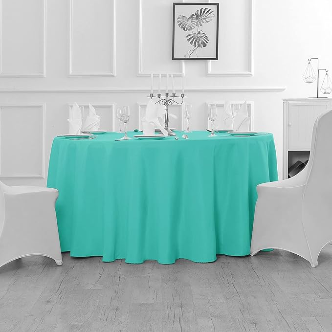 Cupuamon 60 inch Round Tablecloth Washable Polyester Table Cloth Decorative Table Cover for Wedding Party Dining Banquet（60 inch,Turquoise）
