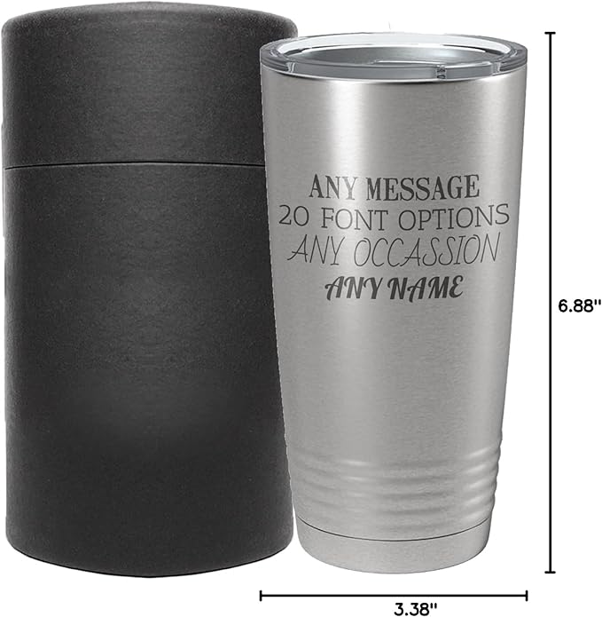 Personalized 20oz (17 Colors) Insulated Stainless Steel Tumbler Cup with Lid, Custom Etched, Customized Engraved Father?셲 Day Gift Idea for Women Men Her Him, Halpert Monogram Initial Name (Stainless)